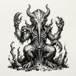 black ink on paper, illithid cthulhu, trending on artstation, beautiful, intricate, detailed