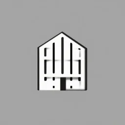 bauhaus architecture house simple logo, symetrical, crisp, vector