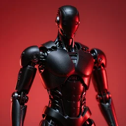 photo of a carbon black cyborg, macro shot, dof, cinematic, volumetric lighting, studio shot, red light, 4 k
