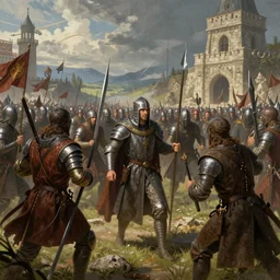 medieval battle, epic, concept art, artstation, sharp focus, illustration, fantasy style, ray tracing, hyperdetailed, art by hieronymus bosch and francisco goya, norman rockwell, greg rutkowski