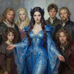 Beautiful female wizard in blue and iridescent robes, 4k oil on linen by wlop, artgerm, andrei riabovitchev, nuri iyem, james gurney, james jean, greg rutkowski, highly detailed, soft lighting 8k resolution