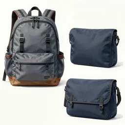 game asset of backpack and messenger bag, in gouache detailed paintings, props, stylized, 2 d sprites, kitbash, arcane, overwatch, blue and pink color scheme, 8 k, close up