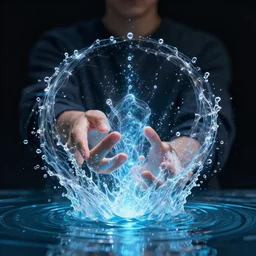 a person manipulating water using magic