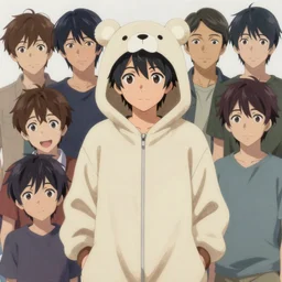 a beautiful portrait painting of lain from serial experiments : lain wearing a bear onesie. character design by shinji aramaki, charlie bowater, ross tran, artgerm, and makoto shinkai