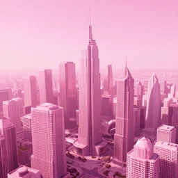 high quality picture of future city, pink colored