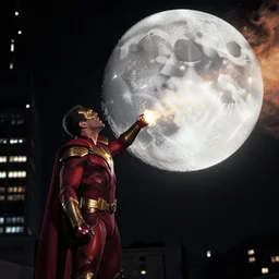 dr Manhattan blows up the moon, film noir selective color effect, cinematic