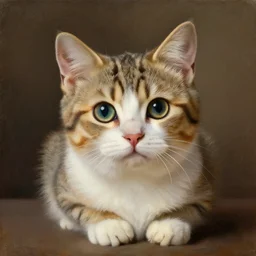 studio portrait of an extremely cute kitten; extremely detailed; oil painting by Rembrandt