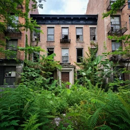 psychedelic abandoned new york city covered in overgrown plants