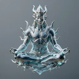 a water demon meditating and floating, centered composition, crisp 8 k line art, digital painting, artstation, unreal engine, octane render, emissive lighting, concept art, matte, sharp focus, hyper realistic lighting, illustration, art by junto ito and takato yamamoto and riot studios