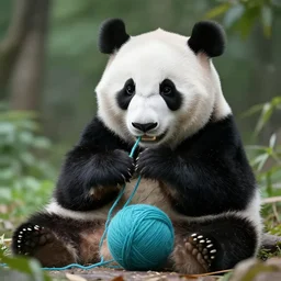 a panda playing with a ball of yarn, best on artstation, cgsociety, epic, stunning, gorgeous, much wow, cinematic, masterpiece