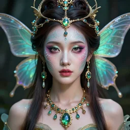 portrait of a fairy, symmetric, facepaint, intricate jewelry, trending on artstation 4 k, in the style of tom bagshaw