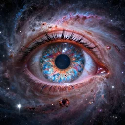 a giant galactic eye in a nebula by WLOP and tony sart, fantasy art, 4k, HDR, photorealistic, 8k, trending on artstation