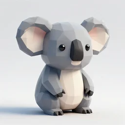 3 d render of a low - polygonal koala, 8 k, high resolution, fully detailed