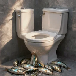fishes clogging the toilet