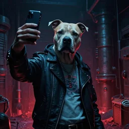 pitbull taking a selfie, in hell in 1 9 8 5, y 2 k cybercore, industrial low - light photography, still from a kiyoshi kurosawa movie