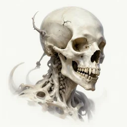highly detailed portrait of metaphysical boneslayer elemental, really epic gradient, by richard kane fergusson, by greg rutkowski, by greg tocchini, by james gilleard, by joe fenton, by kaethe butcher, gradient green orange rainbow, black and white color scheme, grunge aesthetic, graffiti tag wall background