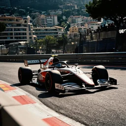 car race overtaking at monaco, 5 0 s, film grain, dramatic lighting, motorsports photography