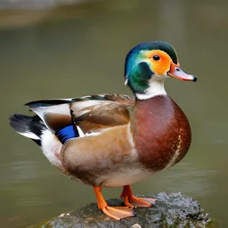 a multicolored duck