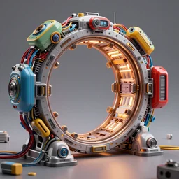 ultra detailed photorealistic the c 4 d render spaceship portal, cinematic light, sci fi toy, glossy, cybernetic machines, colorful, wires, robotics, futuristic decor, trending on artstation, global illumination, ultra realistic illustration, matte painting, high detailed, unreal engine, octane render by sparth