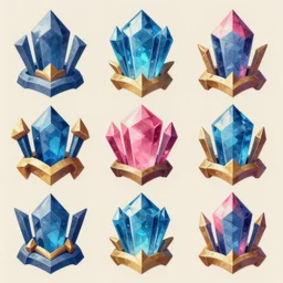 game asset of legendary crystal and runes, in gouache detailed paintings, props, stylized, 2 d sprites, kitbash, arcane, overwatch, blue and pink color scheme, 8 k, close up