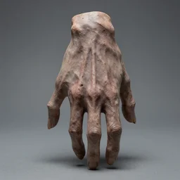 photo of maquette sculpture of a creepy hand person monster, designed by jordu schell, a creepy human hand standing on two legs