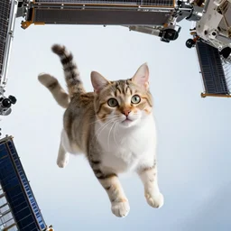 an amazing award winning photo of a cat floating in the ISS, hyperdetailed