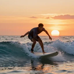 surfing at sunset, by scott uminga trending on artstation, trending on deviantart,