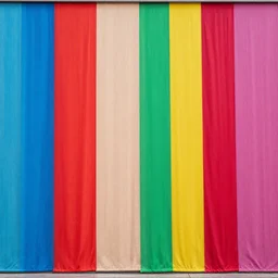 facade covered by colorful fabric