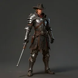 full body character portrait of a gunslinger / paladin in the style of high fantasy art trending on artstation deviantart pinterest photorealistic hd 8 k highlights and shadow detailed high resolution hd 8 k