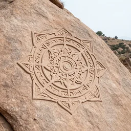 mandala carved into the side of a mountainside