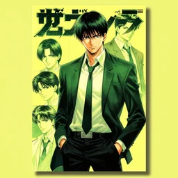 professionally drawn seinen mature cyberpunk detective horror action manga comic cover, full color, beautifully drawn coherent professional, drawn by ilya kuvshinov, ilya kuvshinov, satoshi kon, kentaro miura and tsutomu nihei. japanese script kanji hiragana on the cover. simple minimalist stylized cover art. yellow green cel shaded