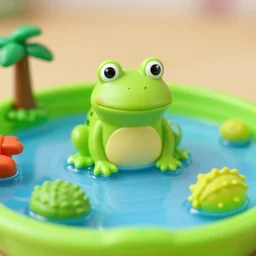 fisher price frog pond, california, in 2 0 1 5, perfect focus, scene from tv show 5 5 mm 8 5 mm, toy photography, made out of plastic