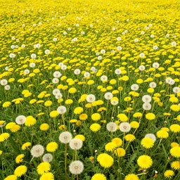 field of giant golden dandelions