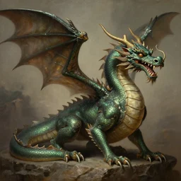 a 64 bits dragon, realistic painting, classical painting, high definition, digital art, matte painting, very detailed, realistic