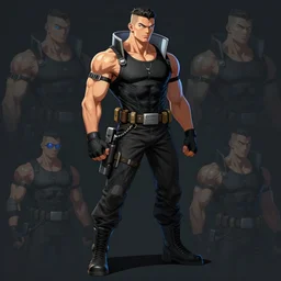 cyberpunk muscular bouncer character design sheet, trending on artstation