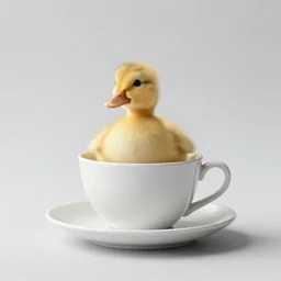 duckling in a teacup, photography, minimalistic, 8 k
