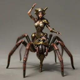 the goddess of jumping spiders in the style of steampunk, concept art