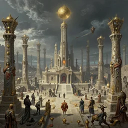 fantasy magical necropolis, ultra realistic, wide angle, intricate details, the fifth element artifacts, highly detailed by peter mohrbacher, hajime sorayama, wayne barlowe, boris vallejo, aaron horkey, gaston bussiere, craig mullins