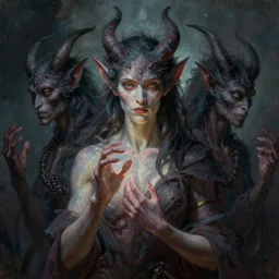 portrait of daemons, phantom grip by peter mohrbacher and peter gric