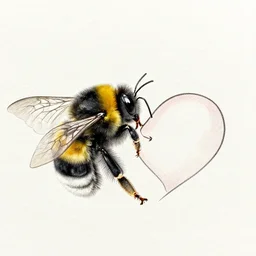 a line drawing of a bumblebee in love