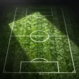 a soccer field viewed from the top