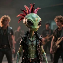 cinematic film still of a punk alien starring in a dave meyers directed music video, cgi, vfx, ( ( ( ( chiaroscuro ) ) ) ) lighting, shallow depth of field, 8 0 mm, f 1. 8