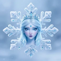 surreal photography snowflake with embedded ice princess face