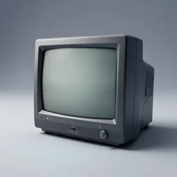 a highly realistic crt tv in perspective, studio lighting, 3 d render