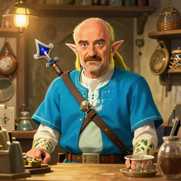 saul goodman as a shopkeeper in the legend of zelda ocarina of time