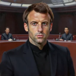 painting of Emmanuel Macron dressed as in Star Wars,(((( inside the galactic senate)))), sharp focus, trending on ArtStation, masterpiece, by Greg Rutkowski, by Ross Tran, by Fenghua Zhong, octane, clear eyes, soft render, clear facial features, oil on canvas, moody lighting, cinematic, professional environment concept art