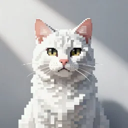 pixel art of a cat, white background