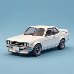 a low poly 3 d render of a nissan skyline r 3 4, blueish background, trending on artstation