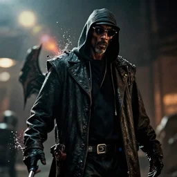 snoop dogg as grim reaper in gears of war, splash art, movie still, cinematic lighting, dramatic, octane render, long lens, shallow depth of field, bokeh, anamorphic lens flare, 8 k, hyper detailed, 3 5 mm film grain