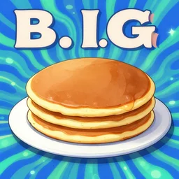 the notorious b. i. g. as a pancake, anime, phycadelic, trippy, flattened, squashed, shaded lighting poster by magali villeneuve, jeremy lipkin and michael garmash, rob rey and kentaro miura style, trending on art station